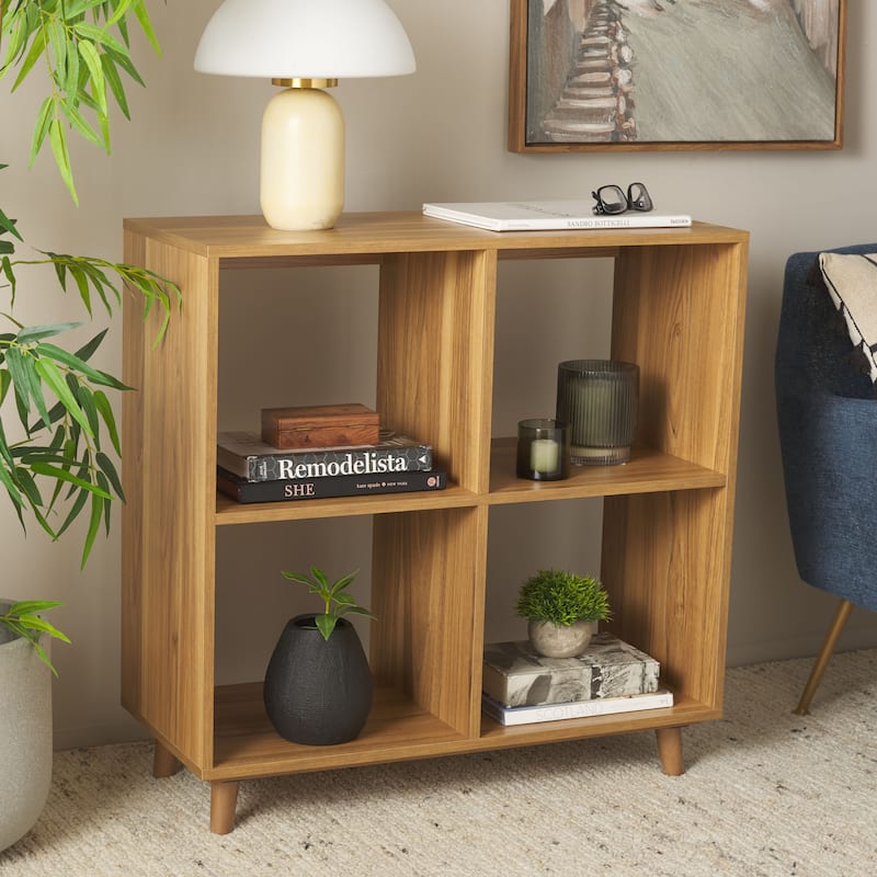 SAFAVIEH Home Yona 4 Shelf Accent Table - 31"W x 14"D x 32"H - Brown Oak