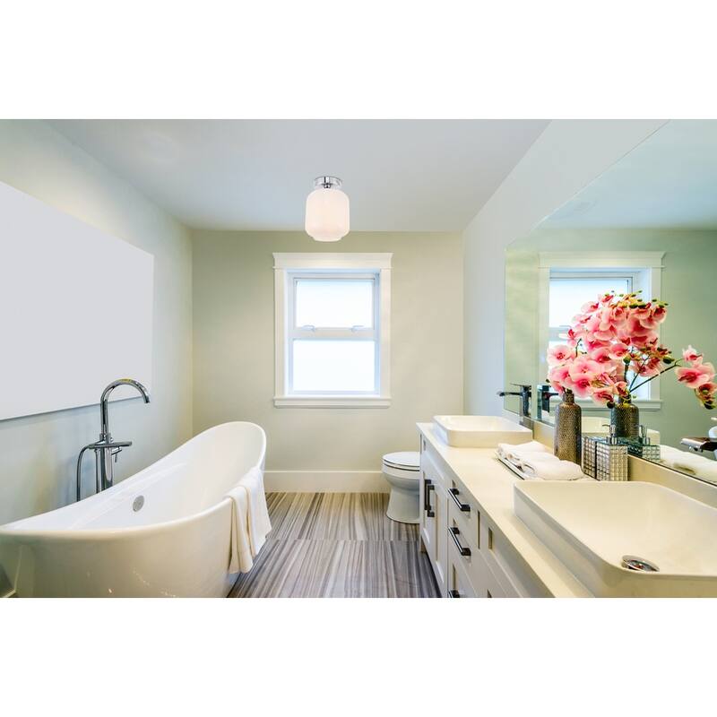 Collins 1-light Glass Cylinder Shade Flush Mount Fixture