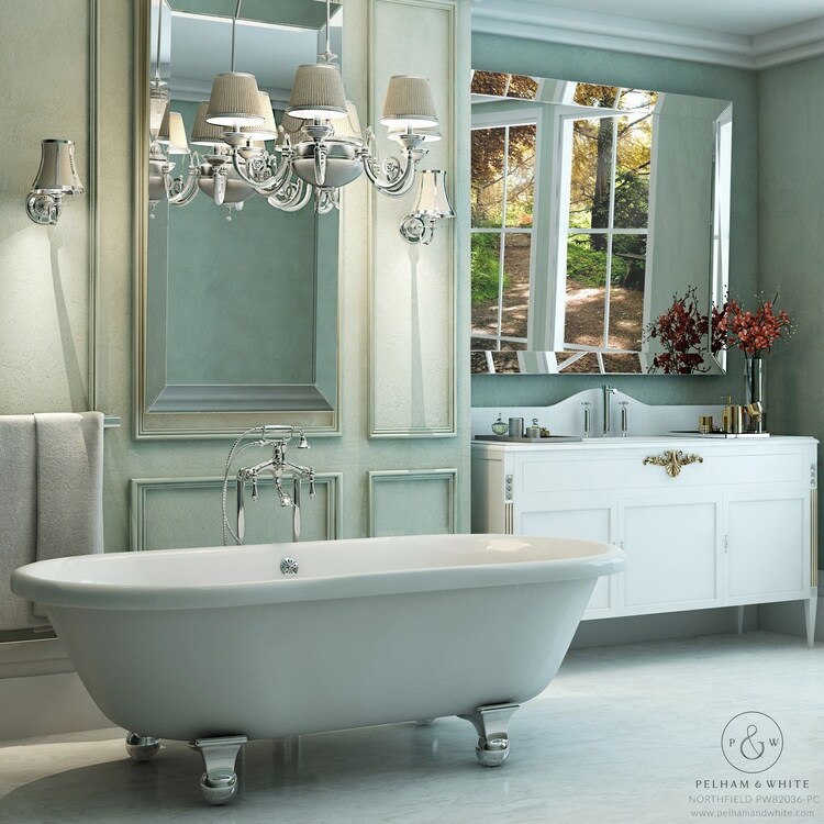 Pelham White Luxury 72 Inch Clawfoot Tub with Chrome Cannonball Feet