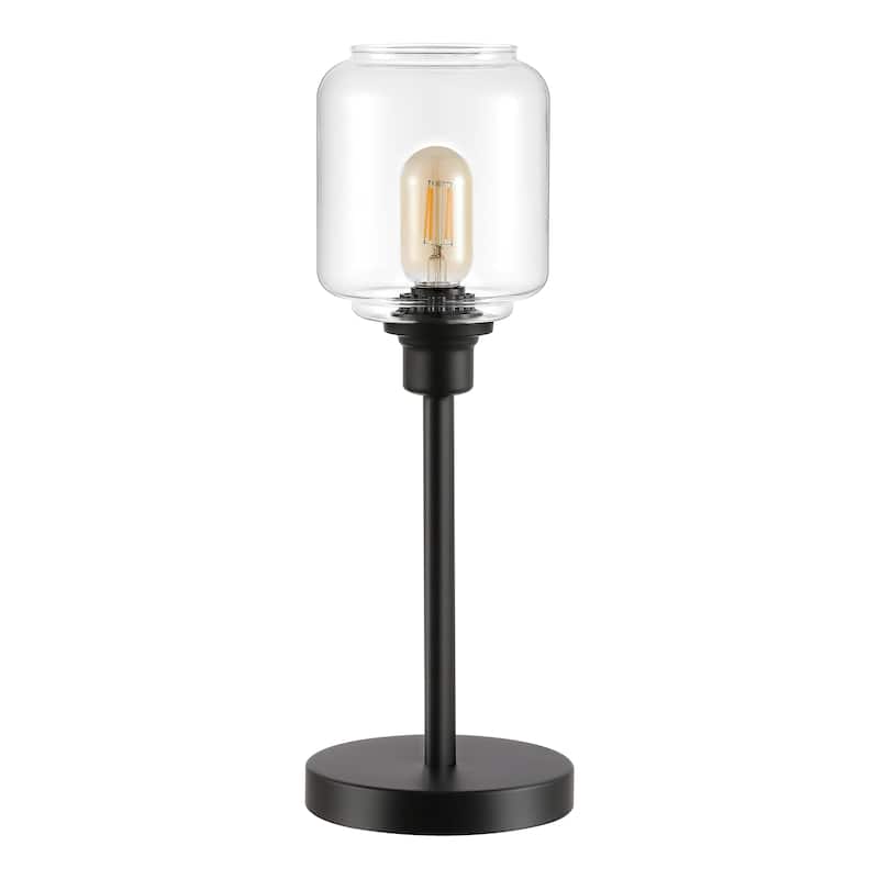 SAFAVIEH Lighting Hotske Glass Shade 19-inch Table Lamp (LED Bulb Included) - 6.3 In. W x 6.3 In. D x 18 In. H - 6Wx6Dx18H