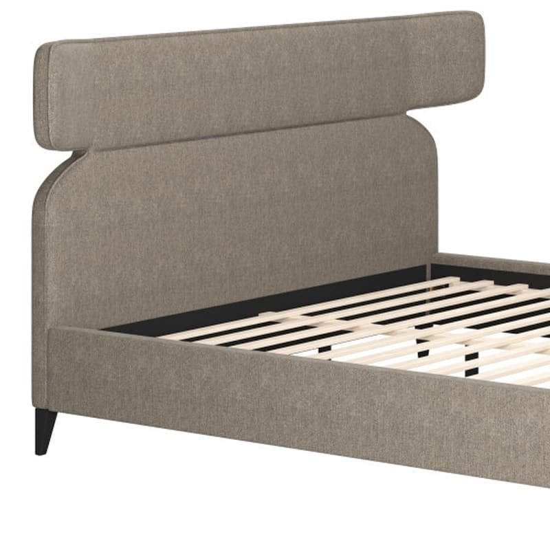 HomeRoots Brown Solid Wood And Upholstery King Bed Frame