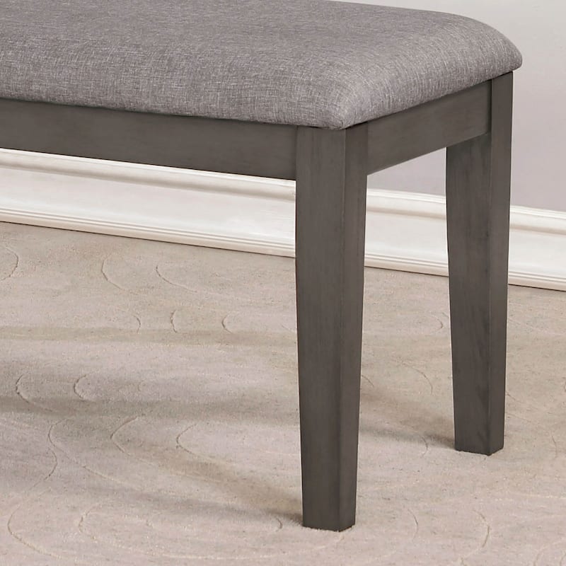 Park House Transitional Grey Linen Fabric Padded Bench by The Gray Barn