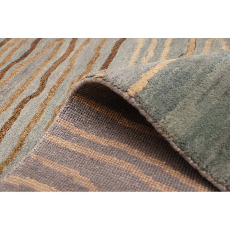 ECARPETGALLERY Hand-knotted Peshawar Ziegler Light Blue Wool Rug - 5'0 x 6'11