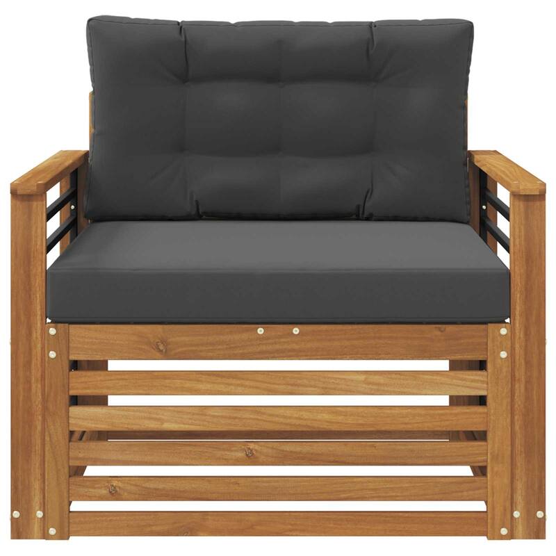 vidaXL Outdoor Sofa Set Solid Acacia Wood and Polyester Natural - 31.10 x 32.68 x 28.74 in