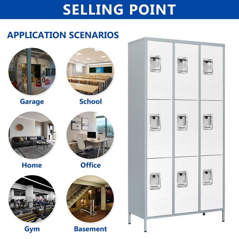 Large Steel Storage Locker with 9 Doors for Employees School Gym