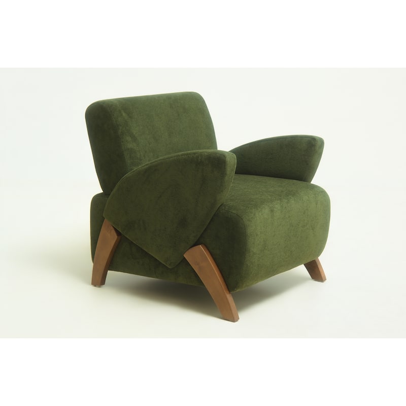 Christopher Knight Home - Velvet Upholstered Accent Lounge Chair with Birch Wood Legs - Dark Green