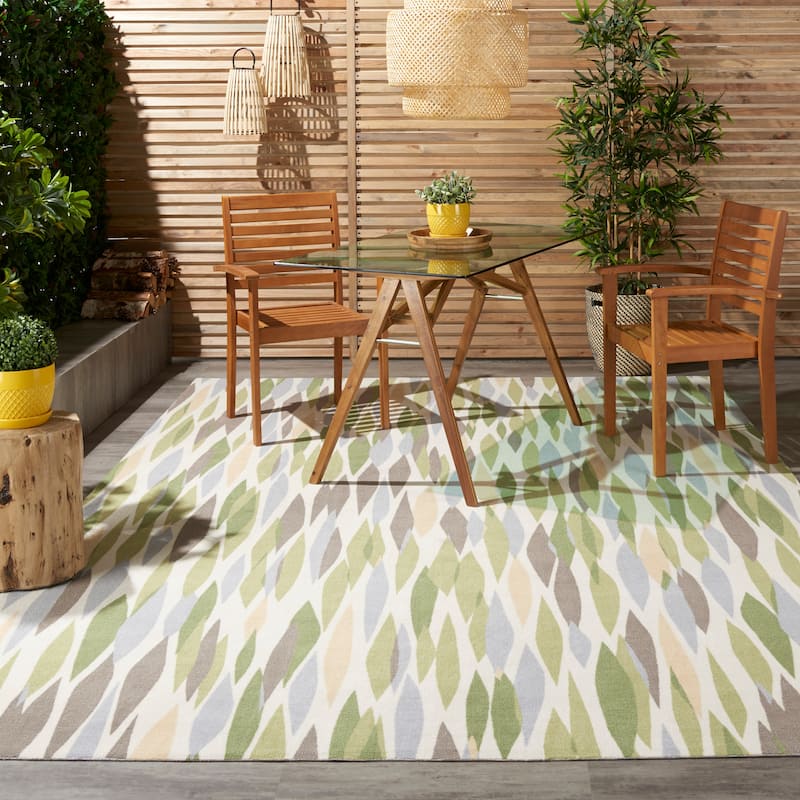 Waverly Sun N' Shade Modern Abstract Indoor Outdoor Area Rug - 10' x 13' - Purple/Green