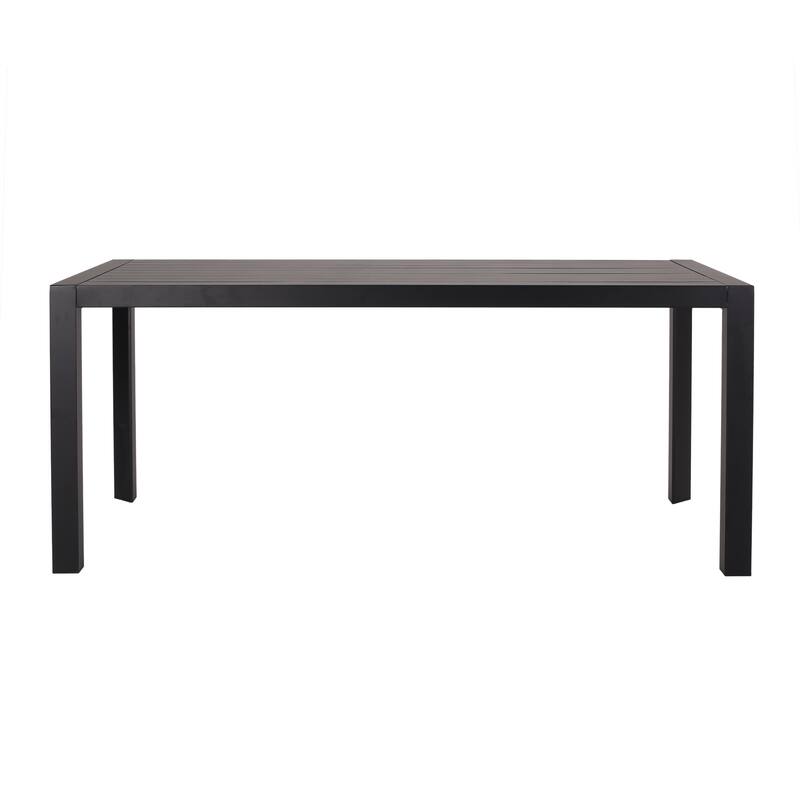 Roomfitters Templin Modern Outdoor Aluminum Dining Table with Rust Resistant Slat Top, Rectangle Design, Black