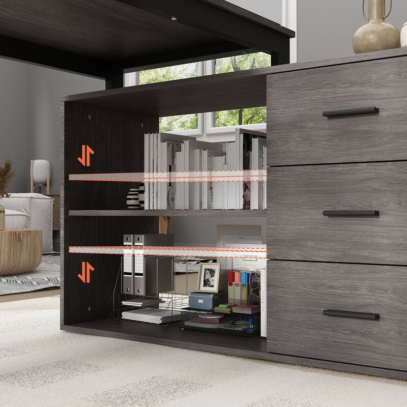 55-inch Timechee L-shaped Storage Computer Desk
