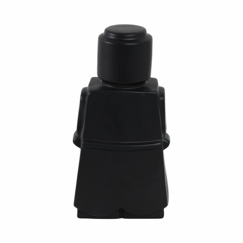 Stoneware Ceramic Figurine Block Style Character Modern Accent - 6" x 4" x 12" - Black