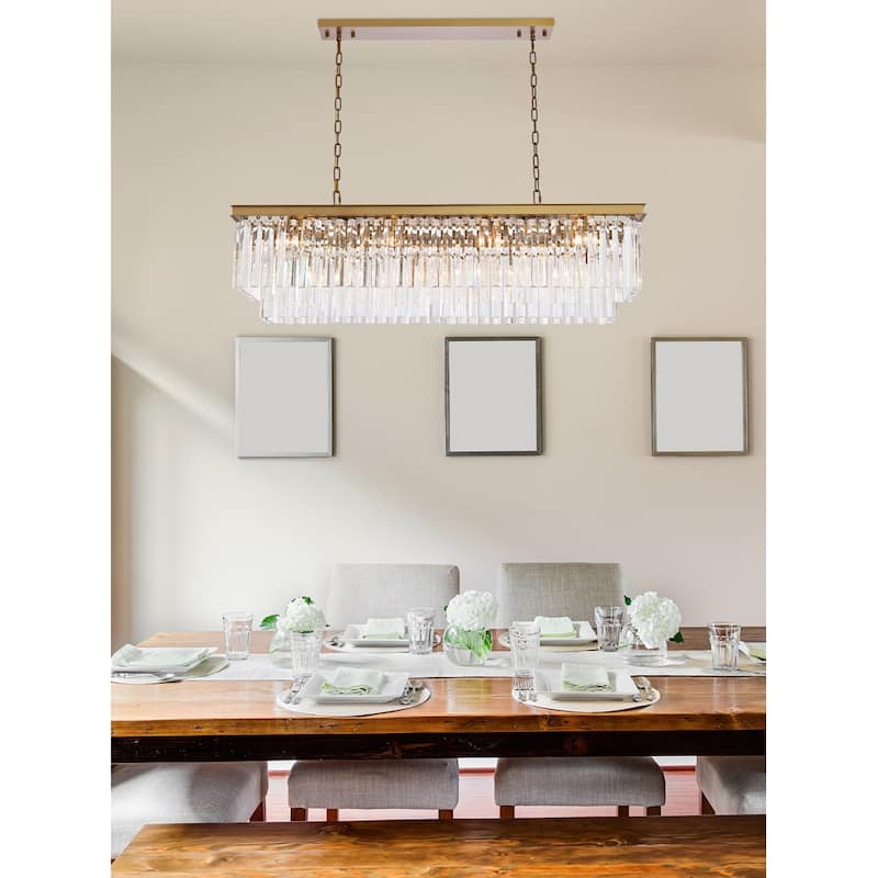 Indigo Home rectangle crystal chandelier in satin gold