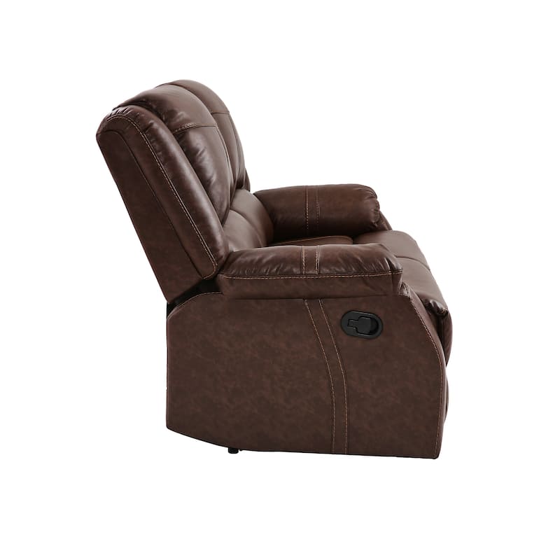 Manual Recliner,Faux Leather Reclining Sofa Set, 2-Seater Reclining Sofas For Living Room - 59"W X 37.4"D X 39.8"H