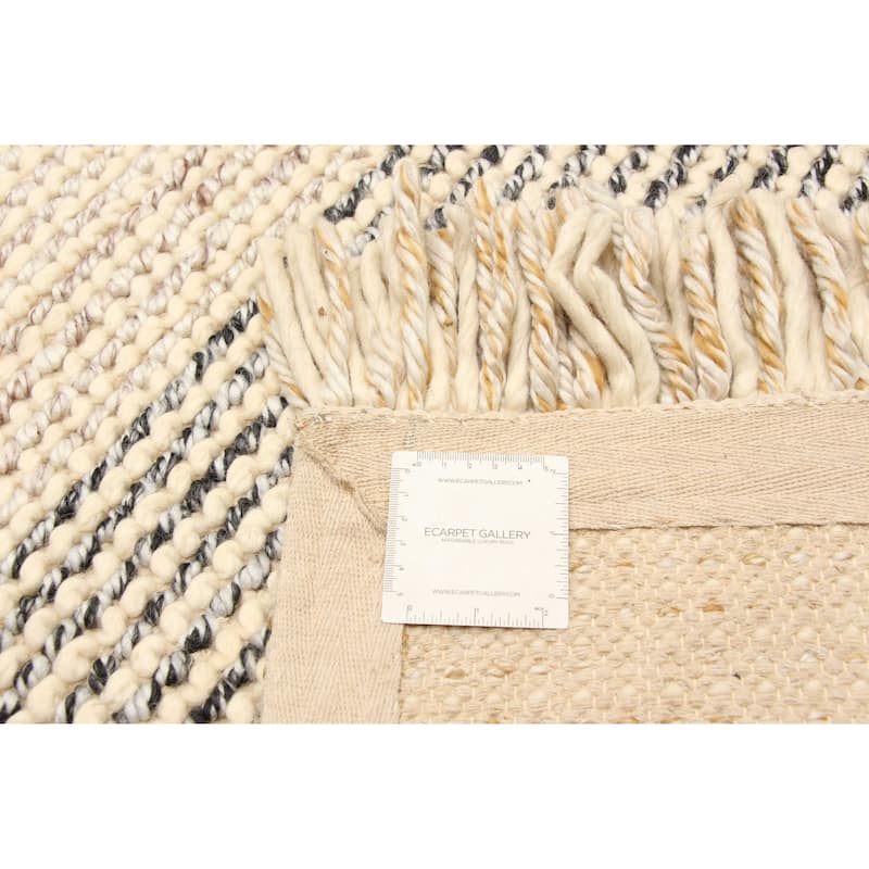 ECARPETGALLERY Braid weave Sienna Cream Wool Rug - 5'2 x 9'8