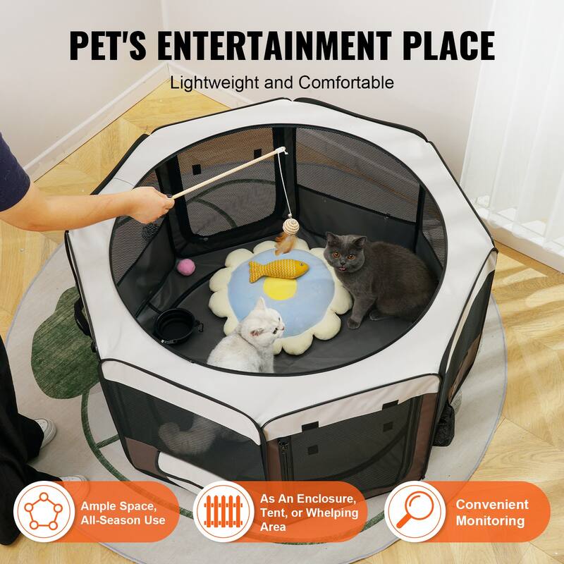Foldable Pet Playpen, Portable Dog Playpen, Crate Kennel for Puppy, Dog, Cat, Premium Waterproof 600D Oxford Cloth