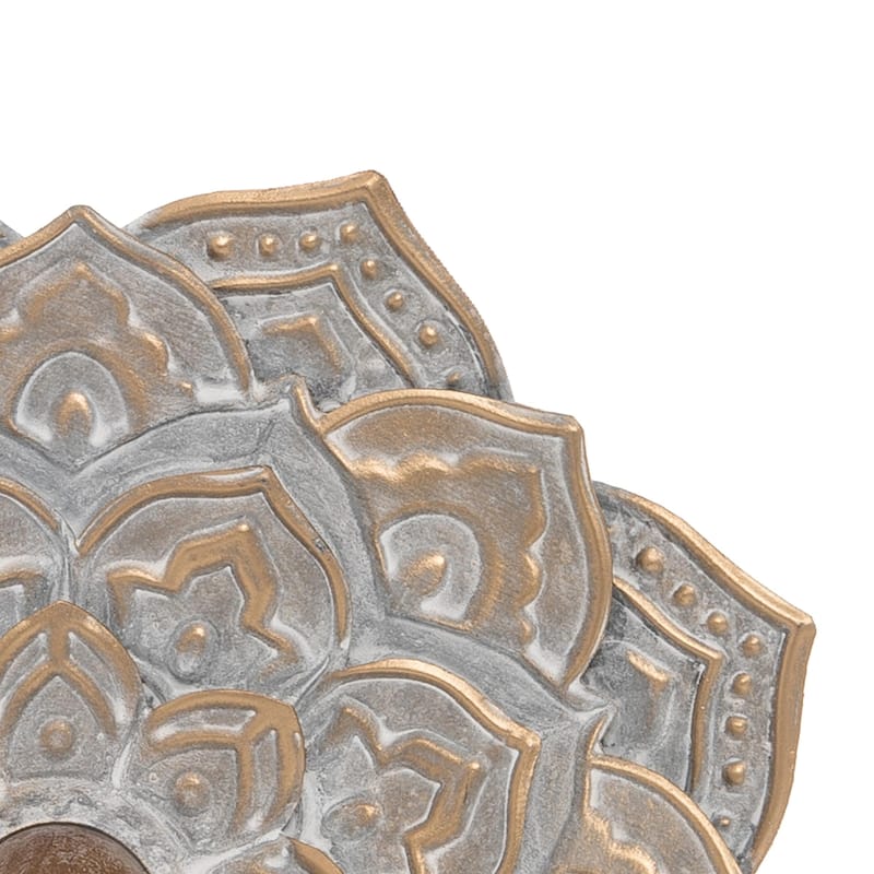 Foreside Home & Garden Small 9.25 x 9.25 inch Distressed Patina Metal Layered Flower Wall Décor