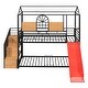 preview thumbnail 4 of 9, House-shaped Metal Bunk Bed wHouse Roof Frame, Twin Over Twin Bed, Storage Stair, Red Slide for Children Playhouse Bed, Black