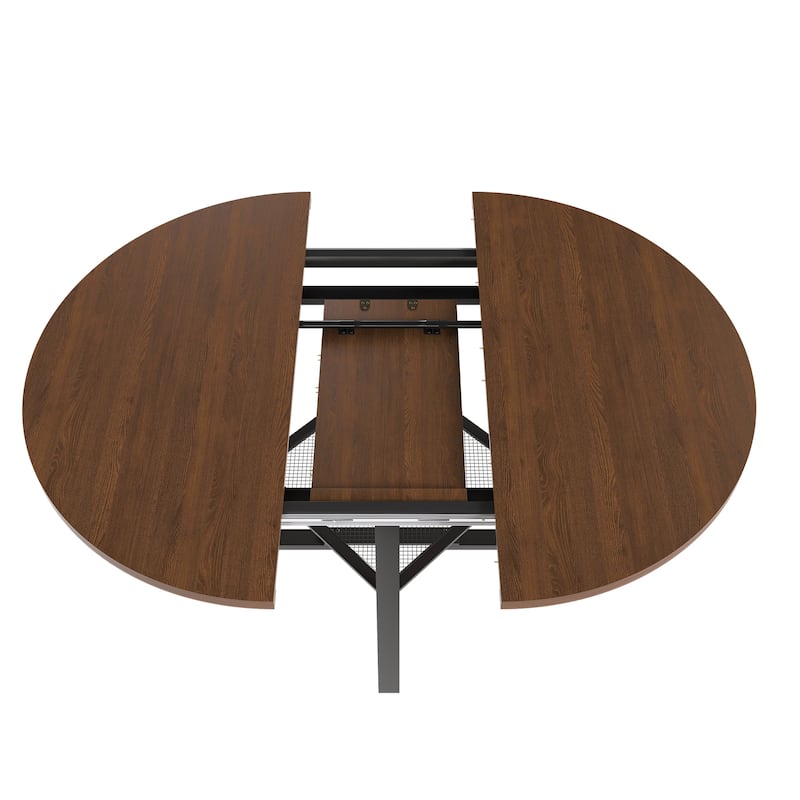 HOMYLIN 47" Extendable Round Dining Table with Storage