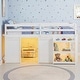 preview thumbnail 5 of 18, Gymax Twin Size Loft Bed w/ LED Lights 2 Doors Underbed Space &