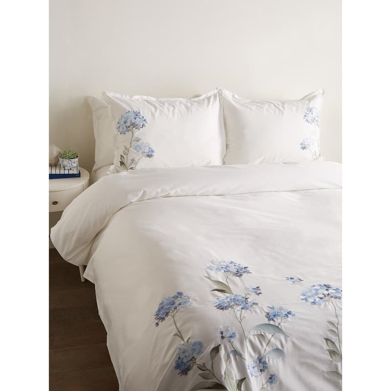 Broderie ensemble housse de couette Collection Hydrangea Embroidery Duvet Set (6 Color) - Blue - Queen