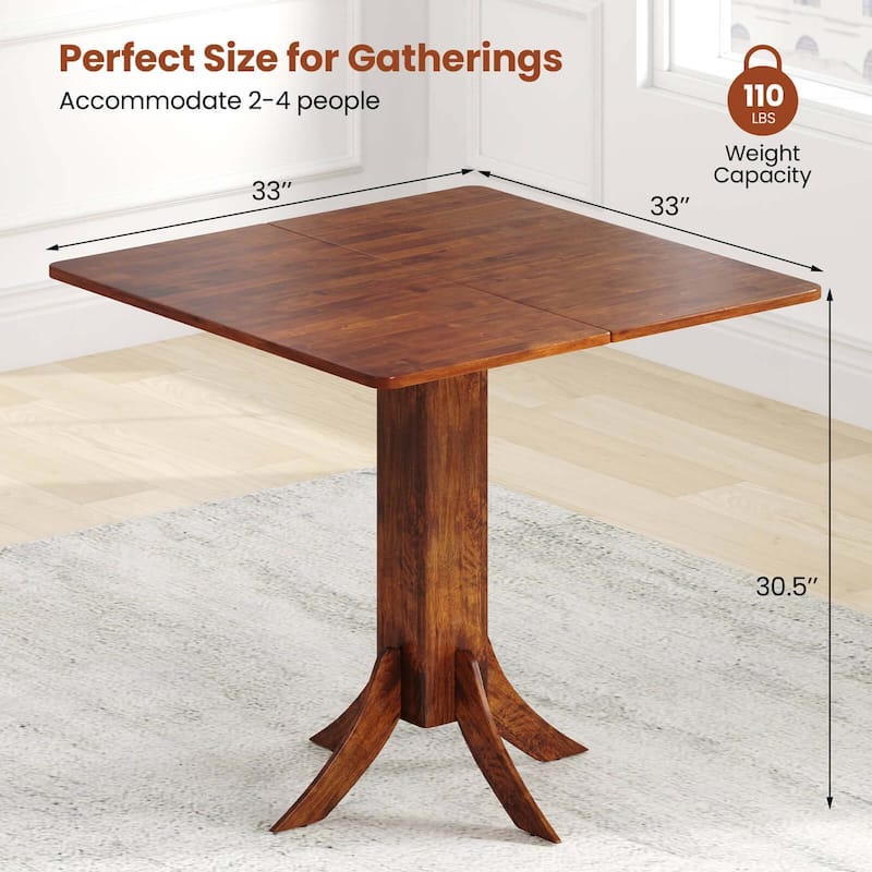 Costway Square Dining Table with Pedestal Base 33" Wooden Kitchen - See Details