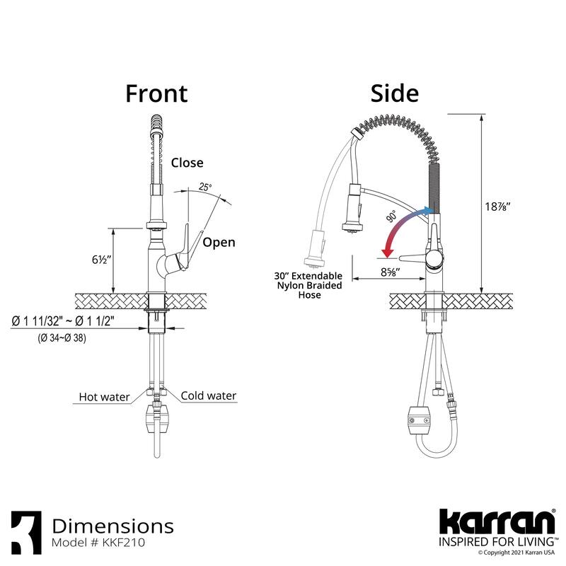 Karran All-in-One Apron Front/Farmhouse Quartz 34-in Single Bowl Kitchen Sink in White with Faucet KKF210 in Matte Black