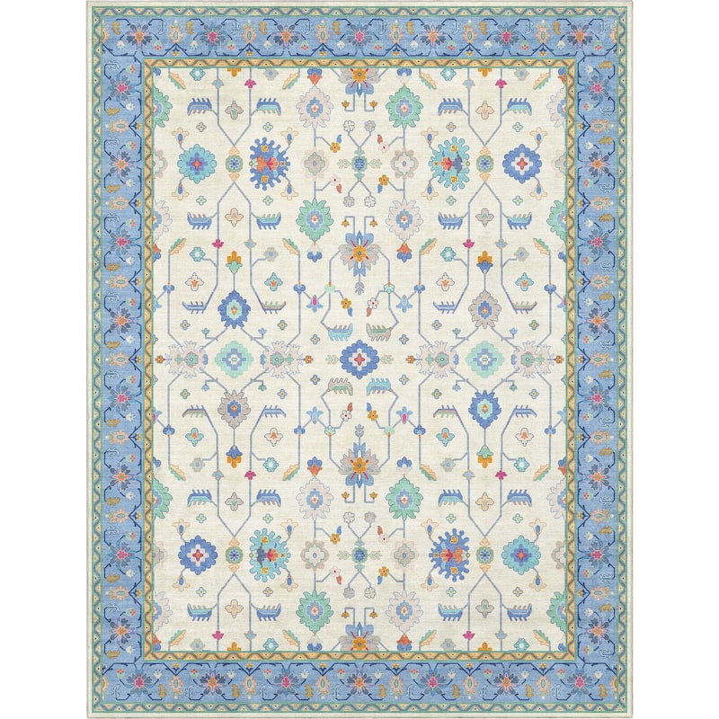 Well Woven Ushak Antalya Floral Modern Vibrant Flat-Weave Area Rug