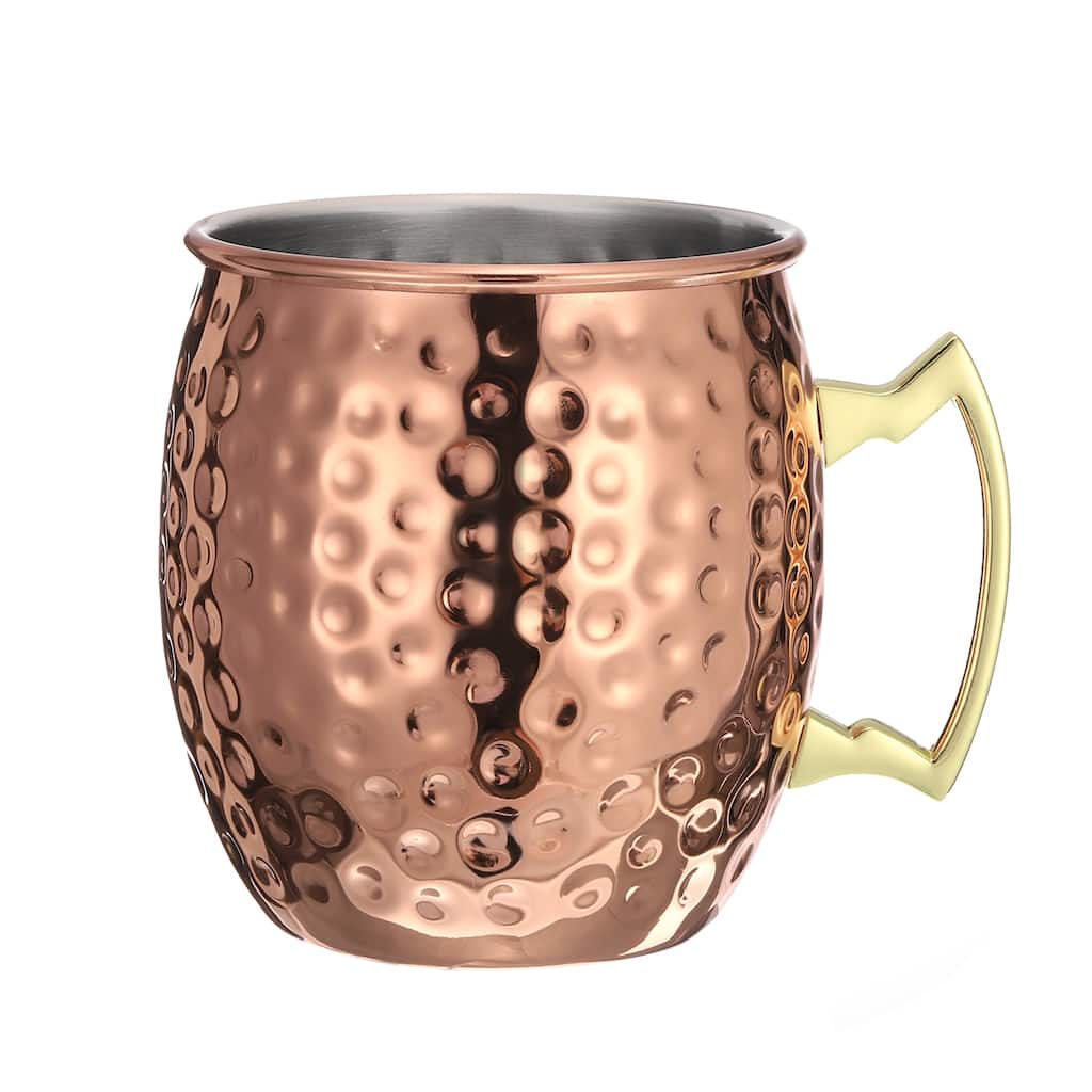 Copper Mugs 530ml/19 OZ Hammered Cocktail Mugs, Rose Gold - Rose Gold