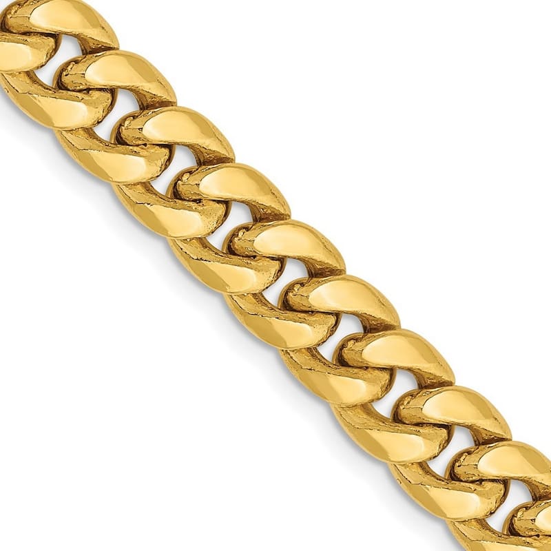 Curata 10k Yellow Gold Unisex 7" 8" 9"Wide Semi solid 7.3mm Miami Curb Chain Bracelet