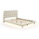 preview thumbnail 4 of 10, Beige Full Size Velvet Platform Bed with LED Frame, Thick & Soft Fabric