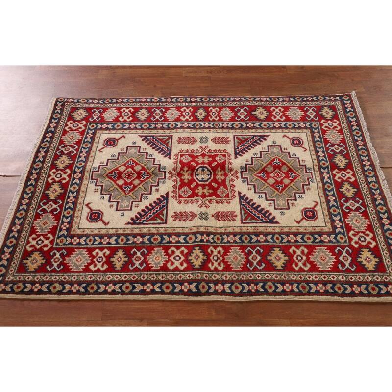 Kazak Oriental Accent Rug Hand-Knotted Wool Carpet - 3'5"x 4'9"