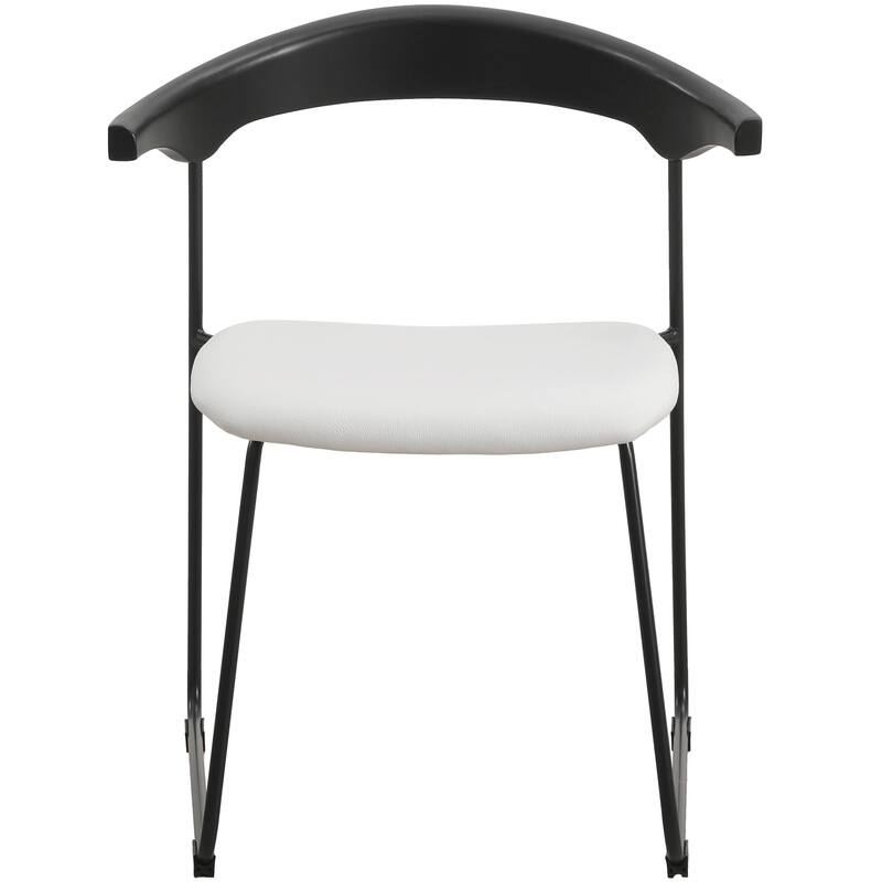 Upholstered Dining Chair in Leather with Iron Legs Set of 4 Lyra Collection