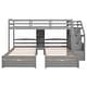 preview thumbnail 7 of 10, Triple Bunk Bed with Drawers, Staircase and Built-in Shelves, Gray