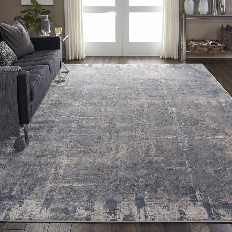 Rustic Textures Vintage Abstract Modern Area Rug - 7'10" x 10'6" - Grey/Beige