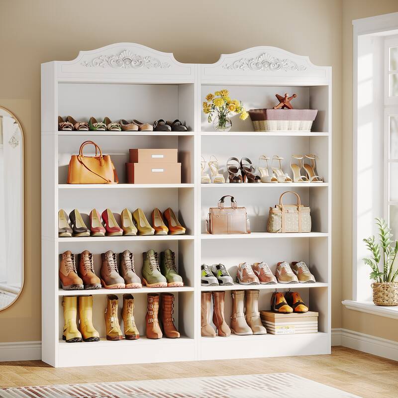 5-Tier White Shoe Rack, Freestanding Shoe Storage Cabinet for 20-25 Pairs for Entryway, Closet