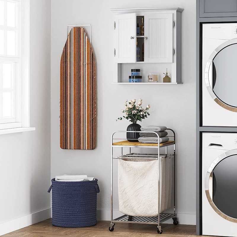 UTEX Bathroom Cabinet Wall Mounted, Wood Hanging Cabinet, Wall Cabinets with Doors and Shelves Over The Toilet for Bathroom