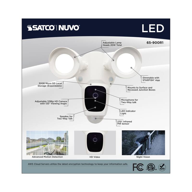 Starfish Bullet SMART Security Light w/Camera 20W 3000K CCT White