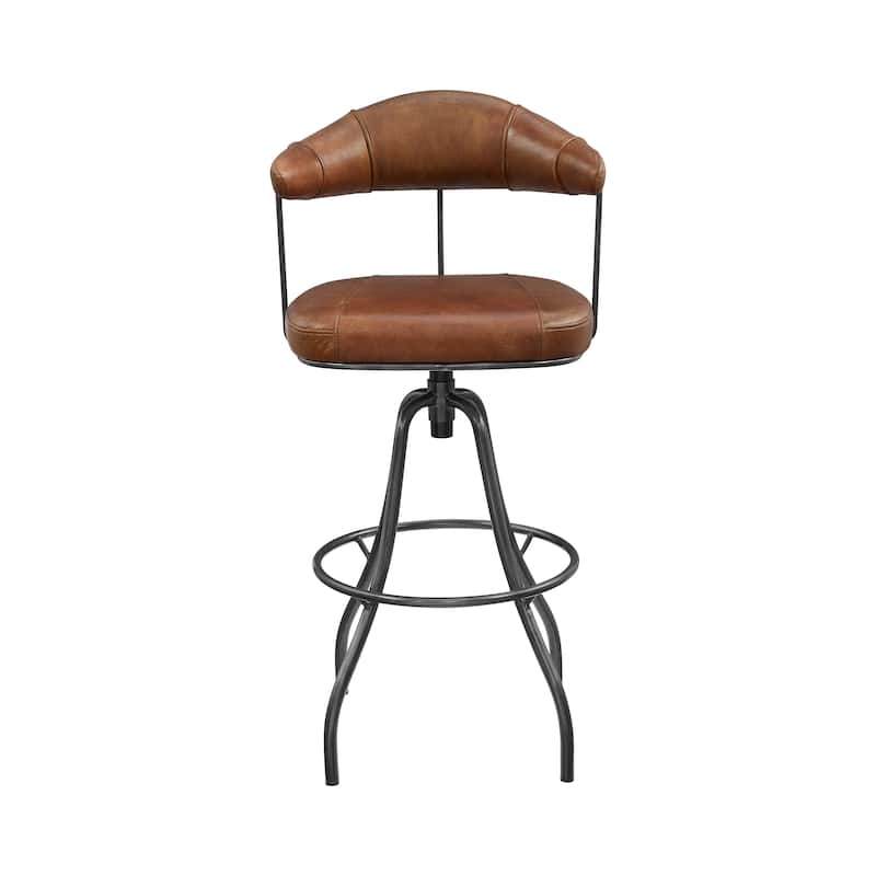 Art Leon Industrial Retro Leather Swivel Barstool