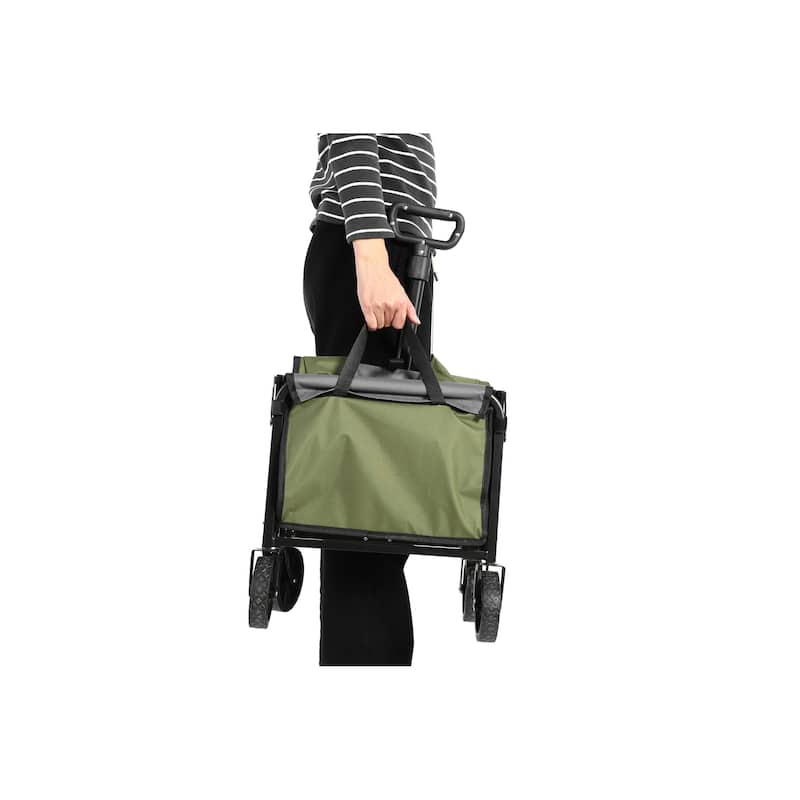130lbs Capacity 600D Oxford Fabric Lightweight Portable Heavy Duty Collapsible Foldable Wagons with All Terrain Wheels