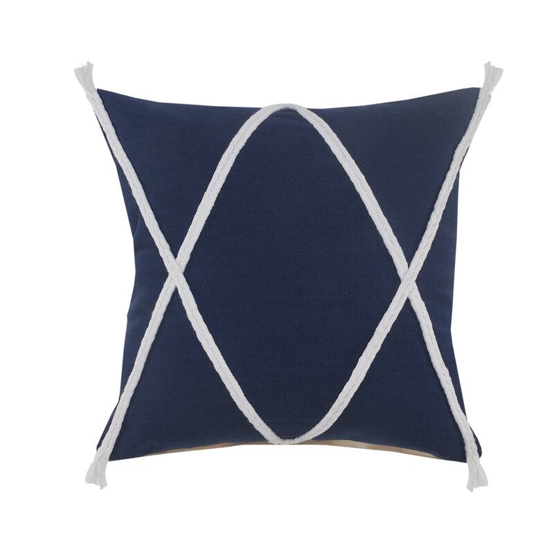 Sevita Coastal Geometric Braided and Tasseled Throw Pillow
