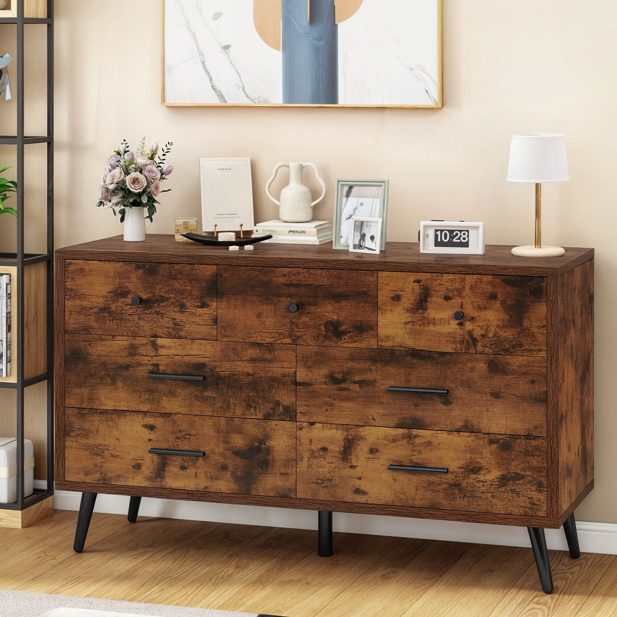 Moasis Modern 47" 7-Drawer Double Dresser Rustic Brown - Bed Bath & Beyond - 41591639 Moasis Modern 47" 7-Drawer Double Dresser Rustic Brown - Bed Bath & Beyond - 41591639