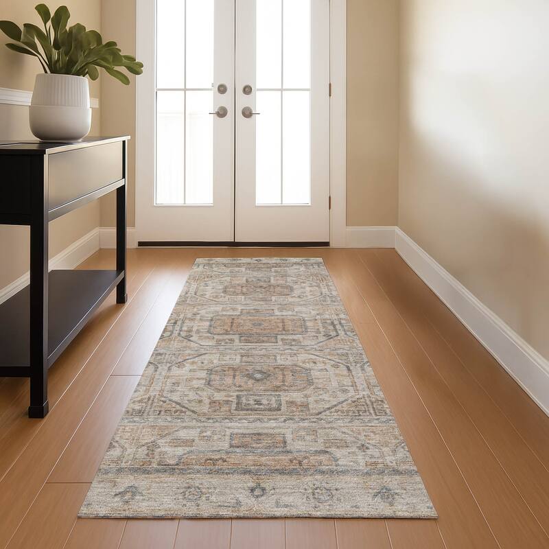 Premium Washable Super Soft Traditional Medallions Mayfield Rug - Beige - 2'3" x 7'6"