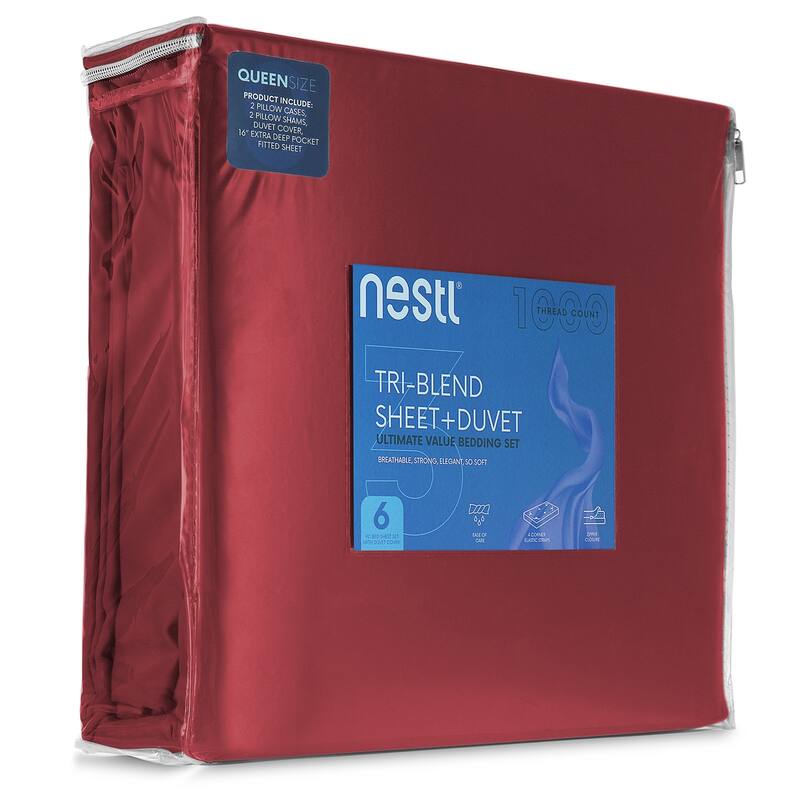 Nestl 1000TC Cotton Blend 6Piece Duvet Cover and Sheet Set On Sale