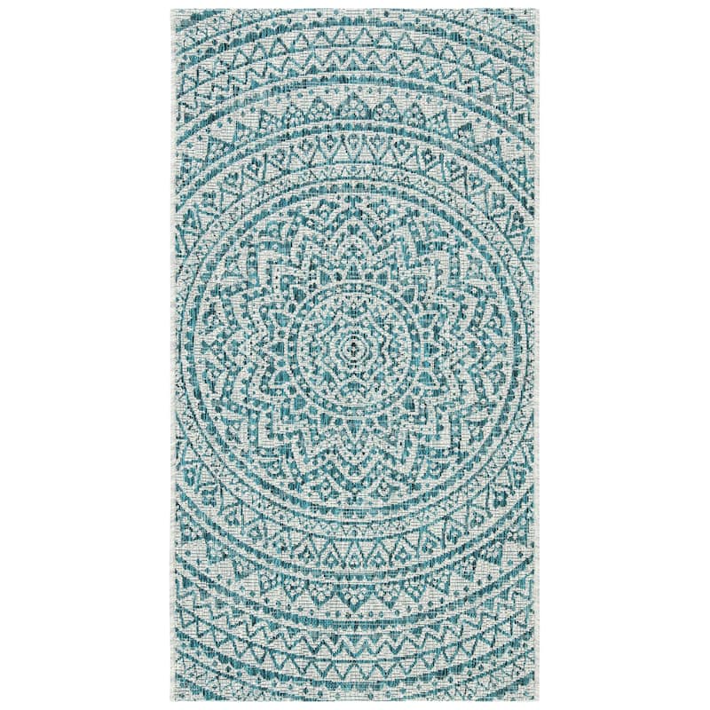 SAFAVIEH Courtyard Fran Mandala Indoor/ Outdoor Waterproof Patio Backyard Rug