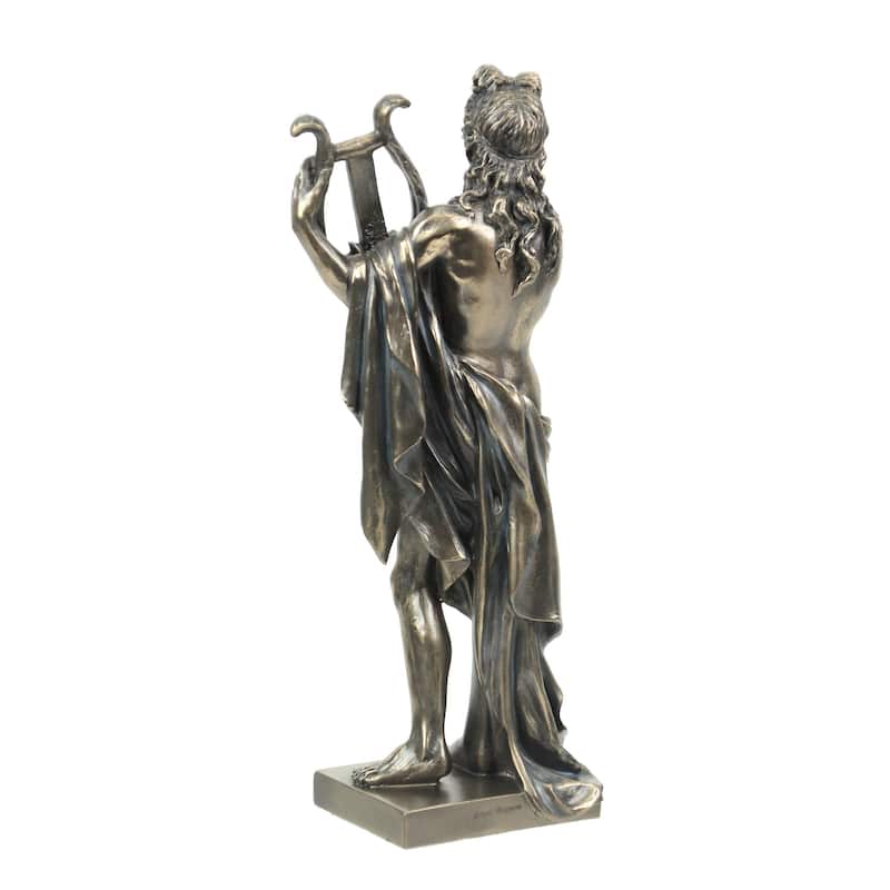 Ancient Greek God Apollo Holding His Lyre Bronze Finish Statue - 10 X 4.25 X 2.5 inches