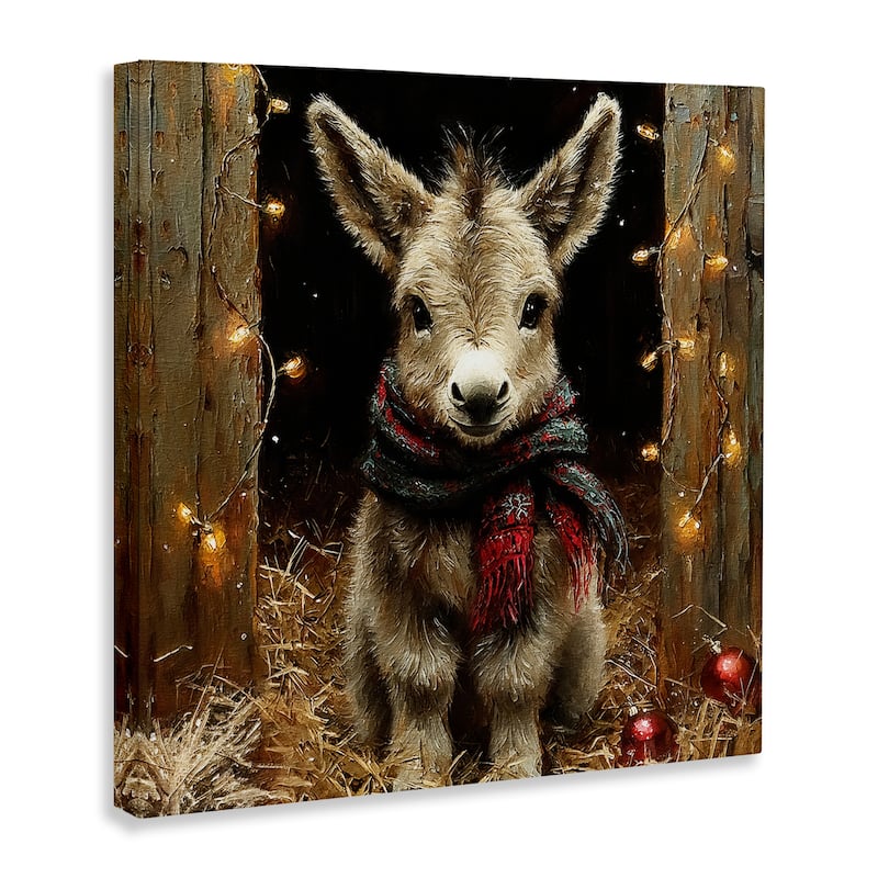 Stupell Baby Donkey & Holiday Lights Canvas Wall Art Design By Riley B