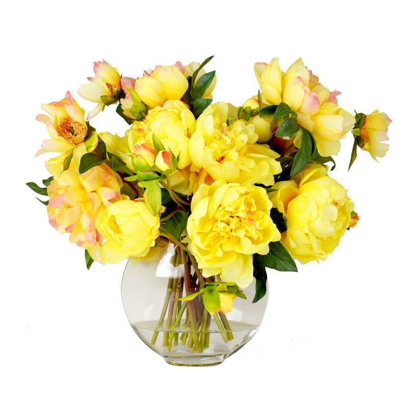 Peony Floral Arrangement in Glass Vase