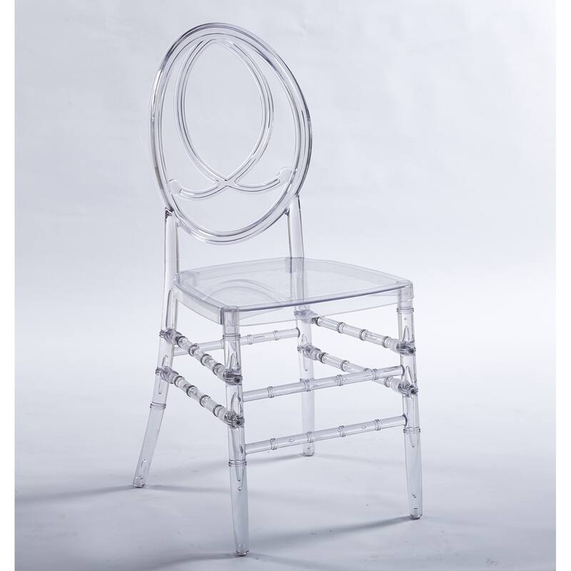 4 Piece Plastic Transparent Welding Chair Kitchen Dining Chair with Round Backrest for Restaurant Kitchen Living Room Bedroom