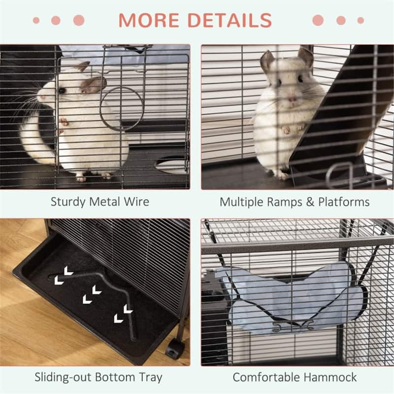 Multi-Tier Pet Cage for Ferrets, Chinchillas, and Sugar Gliders - 20.5"L x 20.5"W x 44.75"H