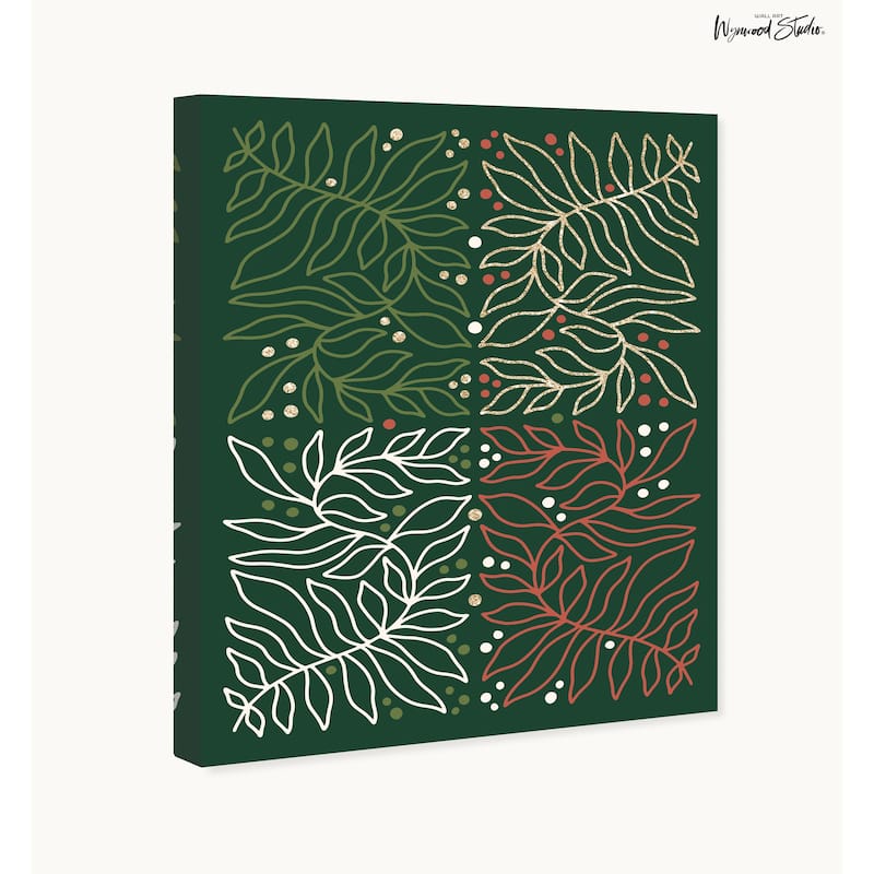 Wynwood Studio Canvas Floral and Botanical Wrapping Gift Paper Green Glam Wall Art Canvas Print