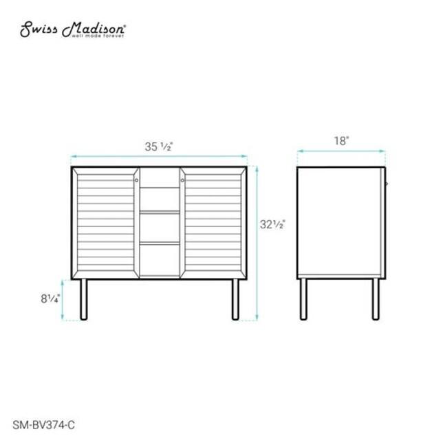 Swiss Madison SM-BV374-C Bron 36" Single Free Standing Vanity Cabinet